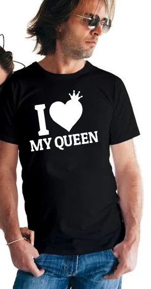 Парные футболки «I Love My King» I Love My queen одинаковые футболки для пар «I Love My queen» модные футболки для влюбленных с графикой Tumblr - Цвет: J183-MSTBK-