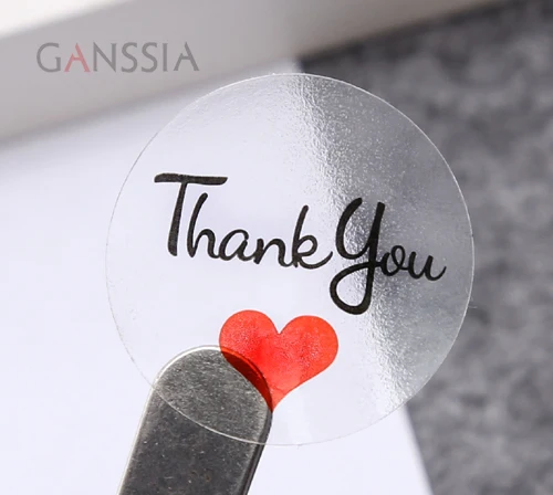 

106 pcs/lot New Transparent PVC Thank you Round Sealing label Sticker With Red Heart DIY Decoration (ss-2002)