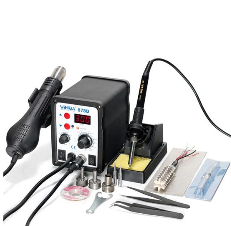 YIHUA 878D Hot Air Rework Solder Station Heat Gun With Soldering Iron
