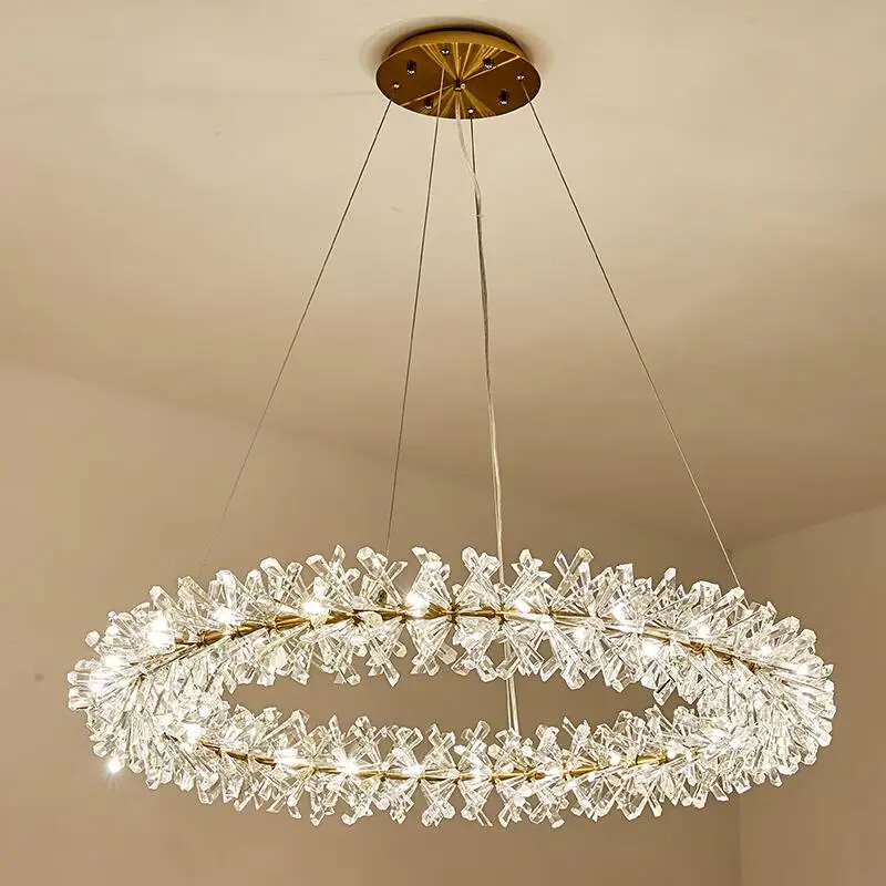 Luxury crystal chandelier round lamp for living room modern Nordic
