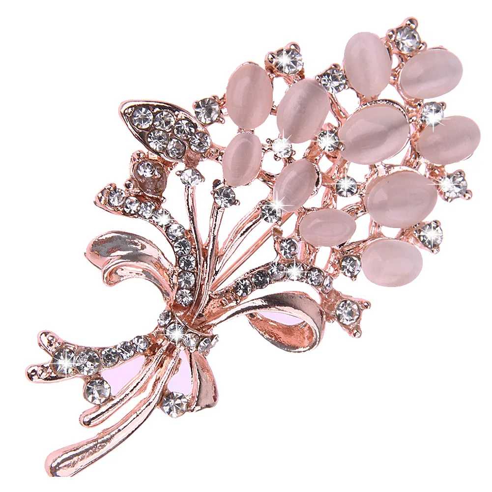 New Hot Selling Fashionable Opal Stone Flower Brooch Pin Women Garment Accessories Brooches Pin Birthday Gift Large Brooch