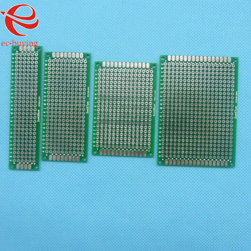 

4pcs/lot 5x7 4x6 3x7 2x8 cm Double Side Copper Prototype PCB Tinned Universal Board Experimental Development Plate