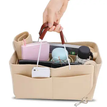 

LeKing Felt Travel Cosmetic Bag For Make Up Storage Case Multi-function Storage Box Insert Purse Portable Cosmetic Bag Organizer