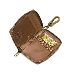 Для женщин Для мужчин из натуральной кожи автомобильный брелок для ключей, держатель для карты кошелек Чехол Органайзер для ключей сумка