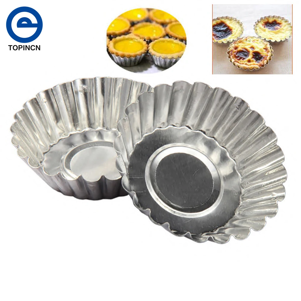 10Pcs Aluminum Egg Tart Mold Baking Tools For Fruit Cakes Diameter 70mm