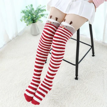 

Hot Autumn Winter Plush Soft Coral Over Knee Over Knee Long Tube Stockings Cartoon Animal Ear Japanese Women Stockings