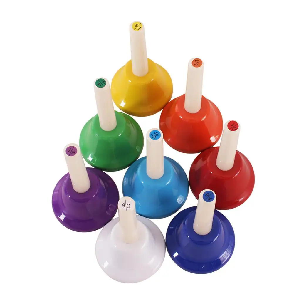 8pcs/set Hand Rattles 8 Tone Colorful Handbell Rattle Metal PVC Percussion Instrument Musical Gift - Цвет: Rattle