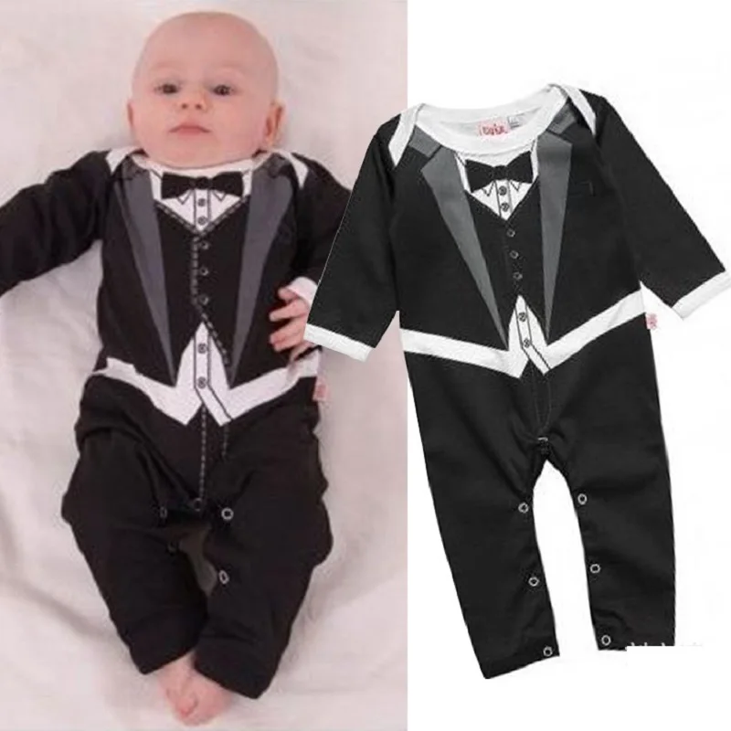 Barboteuse D Automne Longue Pour Bebe Costumes De Smoking Pour Bebe Combinaisons Noires Pour Bebe Garcon Beaux Vetements En Coton Aliexpress