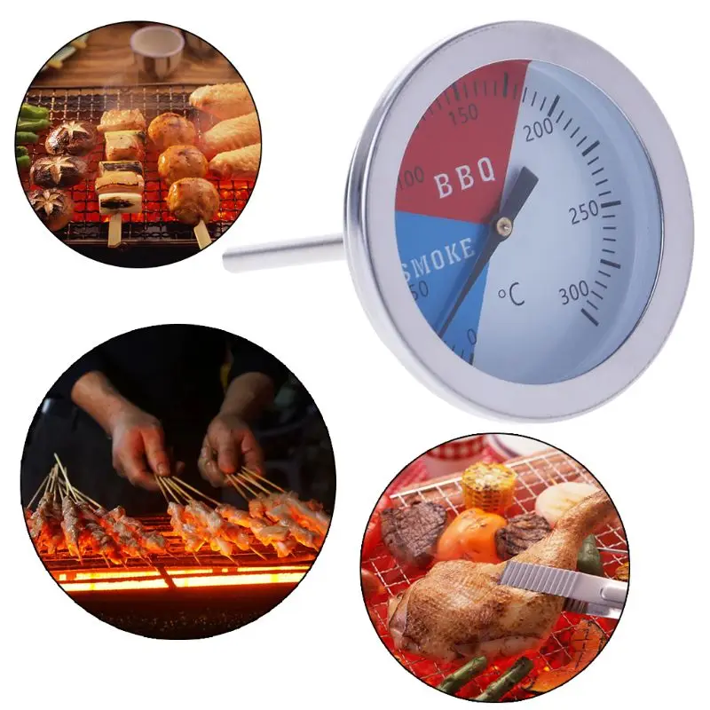 

300 Degrees Thermometer BBQ Smoke Grill Oven Temperature Gauge Outdoor Camp Tool