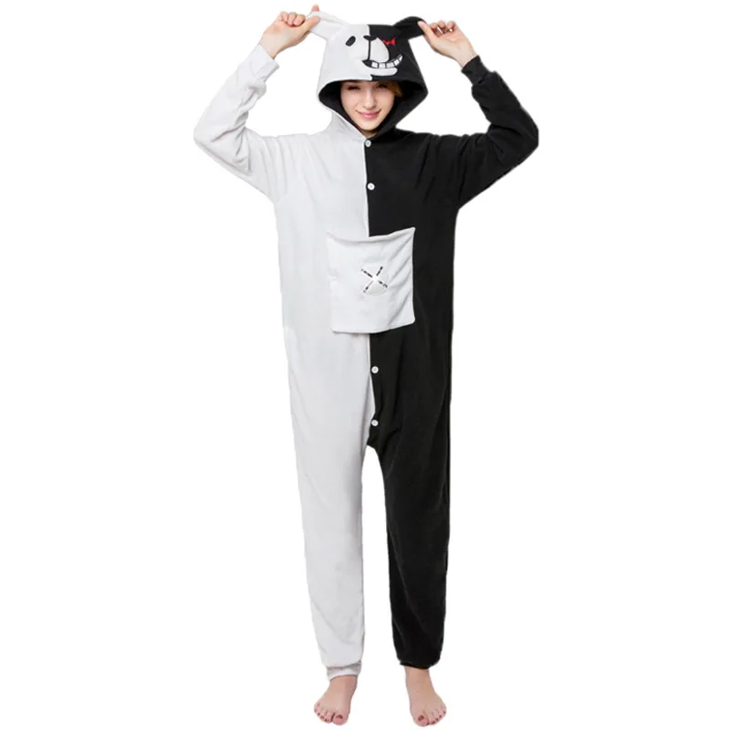 Аниме Danganronpa Косплей Монокума костюм унисекс толстовка с капюшоном черный белый медведь с длинным рукавом повседневное пальто куртка