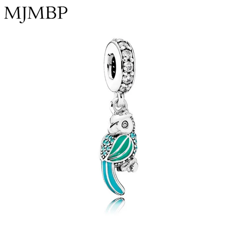 

Green Parrot Crystal DIY Pendant Charms Nice Fashion Beads Fit Pandoraa Gift For Bracelet & Necklaces Jewelry making Women Gifts