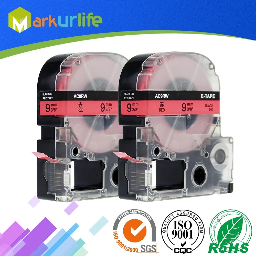 2 Packs Combo SC9R Compatible Epson Labelworks LW 300 LW 400 LW 500 LW 600 Label Maker Tape