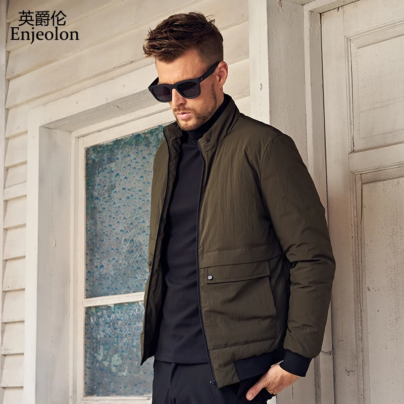 Enjeolon, брендовый Зимний пуховик, мужской светильник, толстая парка, пальто, мужское одноцветное пальто с карманами, мужской пуховик, 3XL, MF0112