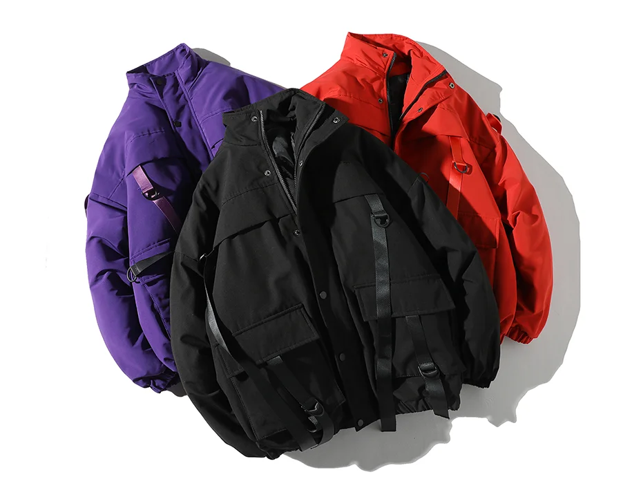 Winter Jacket Coats Men New Casual Windbreaker Jackets Mens Parka Plus size Hip hop Bandage design Man Streetwear | Мужская одежда