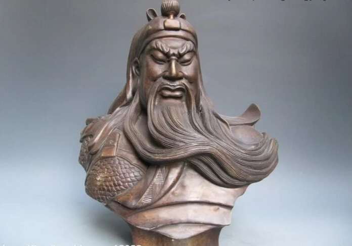 

Collectible bronze S2536 Chinese 100% Pure Bronze Copper Guan Gong Gong Yu warrior Head Statue B0403