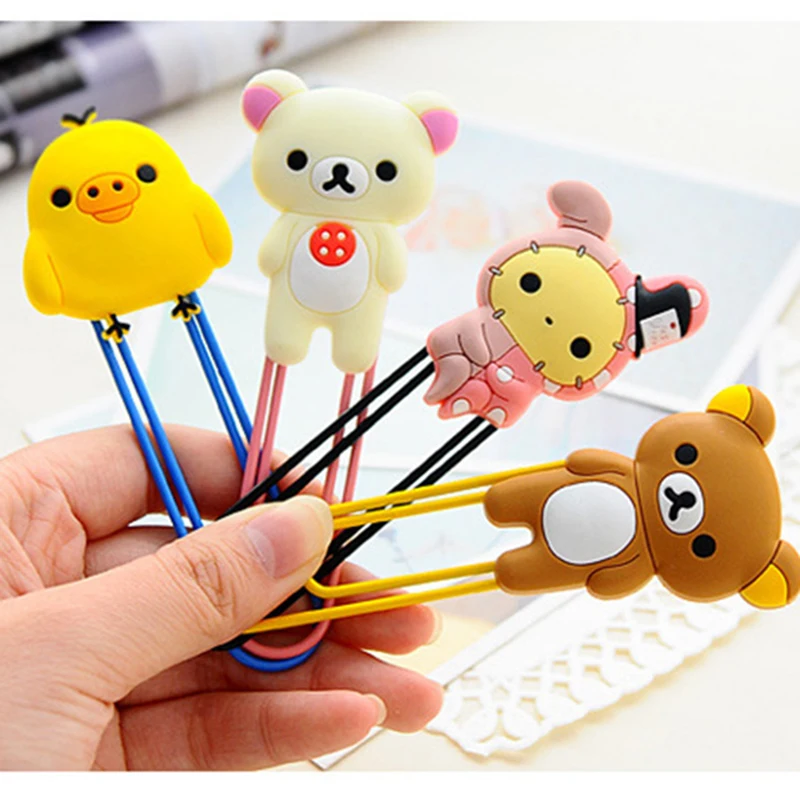 Cute Cartoon Rabbit Bear Duck Rubber Bookmark Paper Clips Material