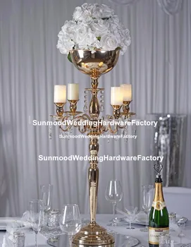 

new style wedding arrangement artificial flower stand with candle holder