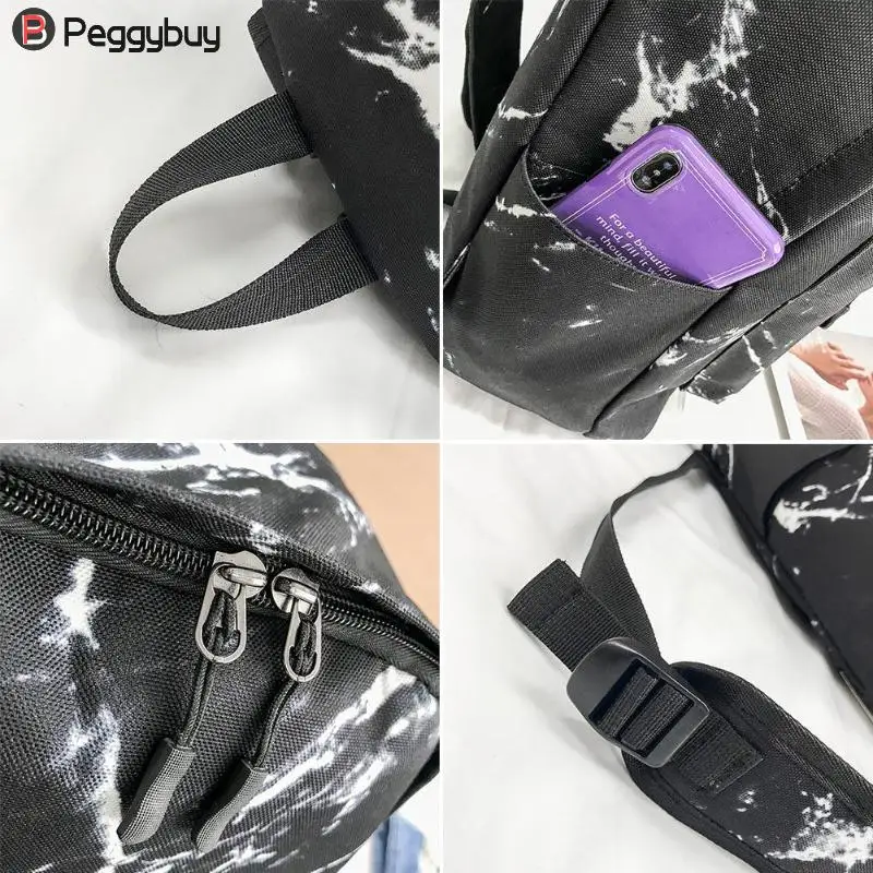De moda Mochila Unisex de los hombres de las mujeres Mochila de lona para chica adolescente bolsas Casual jaspeado Mochila mujeres Mochila bolso de escuela Mochila