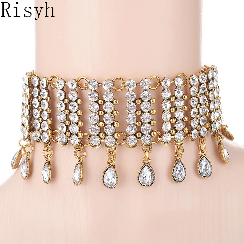 

Risyh Exaggerated Fashion Gem Temperament Luxury Multi-layer Short Necklace Dripping Necklace