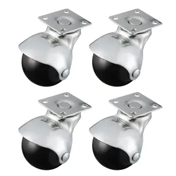 

4 Pcs Silver Tone&Black 2 Inch Plate Swivel Hooded Ball Casters Wheels for Office Chair, 66 lb. Load Capacity