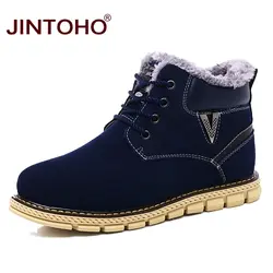 JINTOHO/Новинка; зимняя мужская обувь; теплая зимняя обувь; мужские ботинки из коровьей замши; зимние мужские ботинки; высококачественные