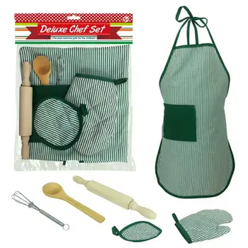 

DIY Pretend Play House Apron Gloves Rolling Pin Eggbeater Cake Cooking Tool for Kids Play House Toys Kids Kitchen Toys Supplies
