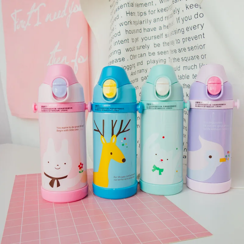 

2018 fashion Bpa-free 350ml Stainless steel vacuum flask portable straw tea cup baby Insulated thermals bottle travel milk mug