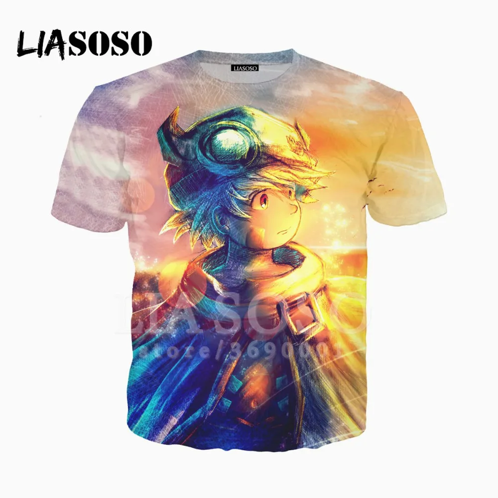 

LIASOSO 3D Print Unisex Anime Made in Abyss Tshirt Summer T-shirt Pullover Harajuku O-neck Hip Hop Top Casual Tops X1890