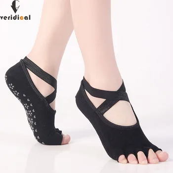 

Veridical 5 Pairs/Lot Women Ballet Socks Five Toe Anti Slip Dance Ladies Finger Socks Female Dance Sock With Ribbons Cotton Sock