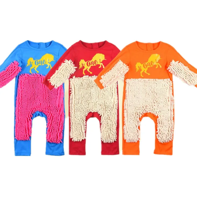 

Children's wear spring baby cartoon romper Baby mop Siamese clothes European and American explosions infant mopping hard overall