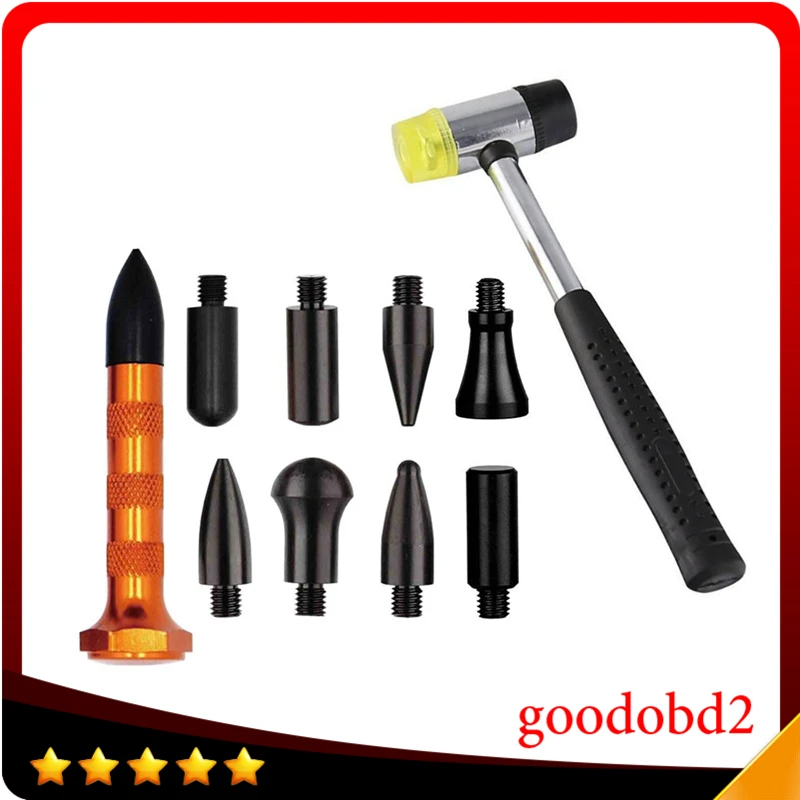 

DIY hand repair tools 10pcs/set PDR Tools Tap Down Knockdown Tool Paintless Removal Tools with Dent Rubber Hammer with 9head