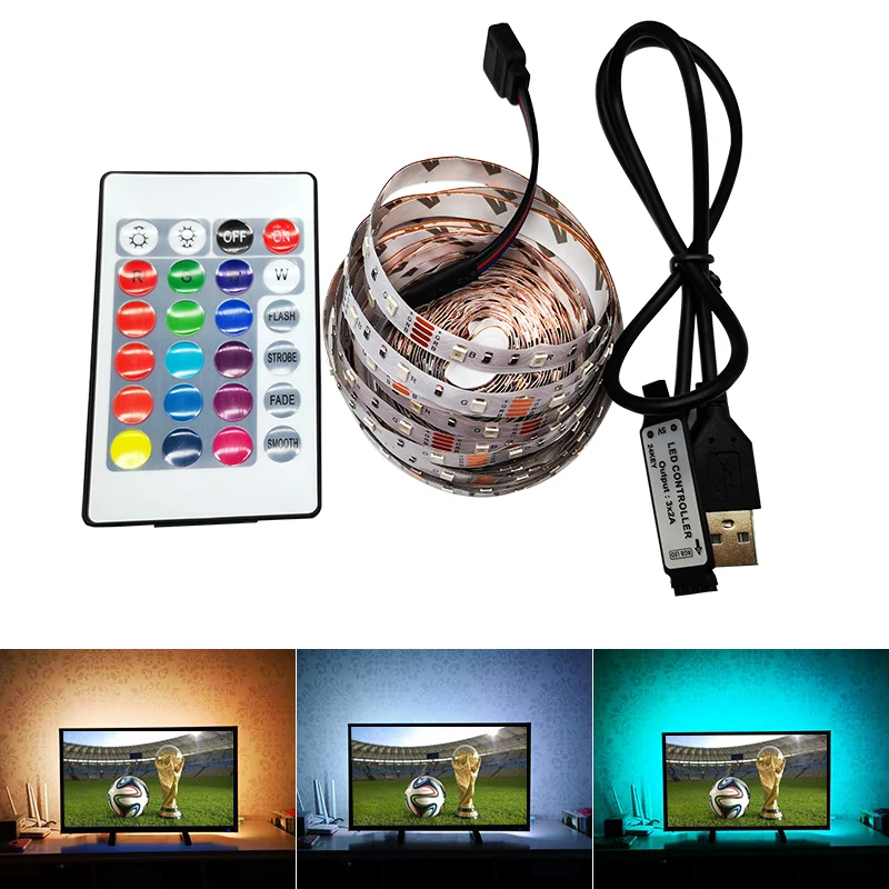 50CM 1M 2M 3M 4M 5M USB LED strip DC 5V SMD 3528 RGB Flexible Light Lamps TV Background Lighting Adhesive Tape | Освещение