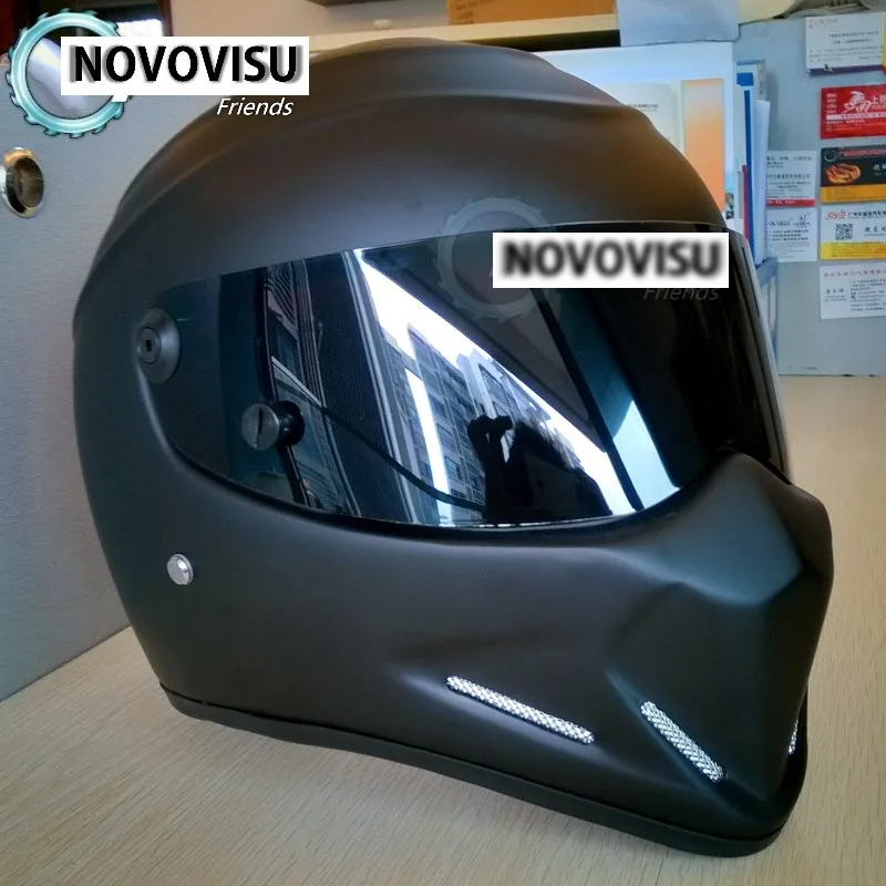 NOVOVISU The STIG Helmet Matte Black Capacete Casco De For  Bag+ SIMPSON Sticker 3in1  Matte Black Colour with Black Visor 03