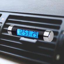 

Car Digital LCD Clock with Clip for Air-conditioning fan Temperature Display Electronic Clock Thermometer Automotive Backlight