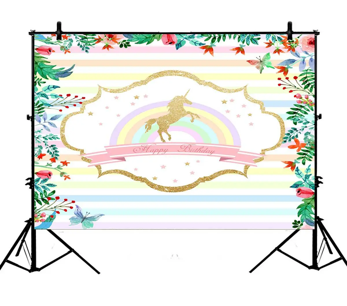 5x7ft Rainbow Unicorn Colorful Stripes Birthday Polyester Photo Background Portrait Backdrop | Электроника