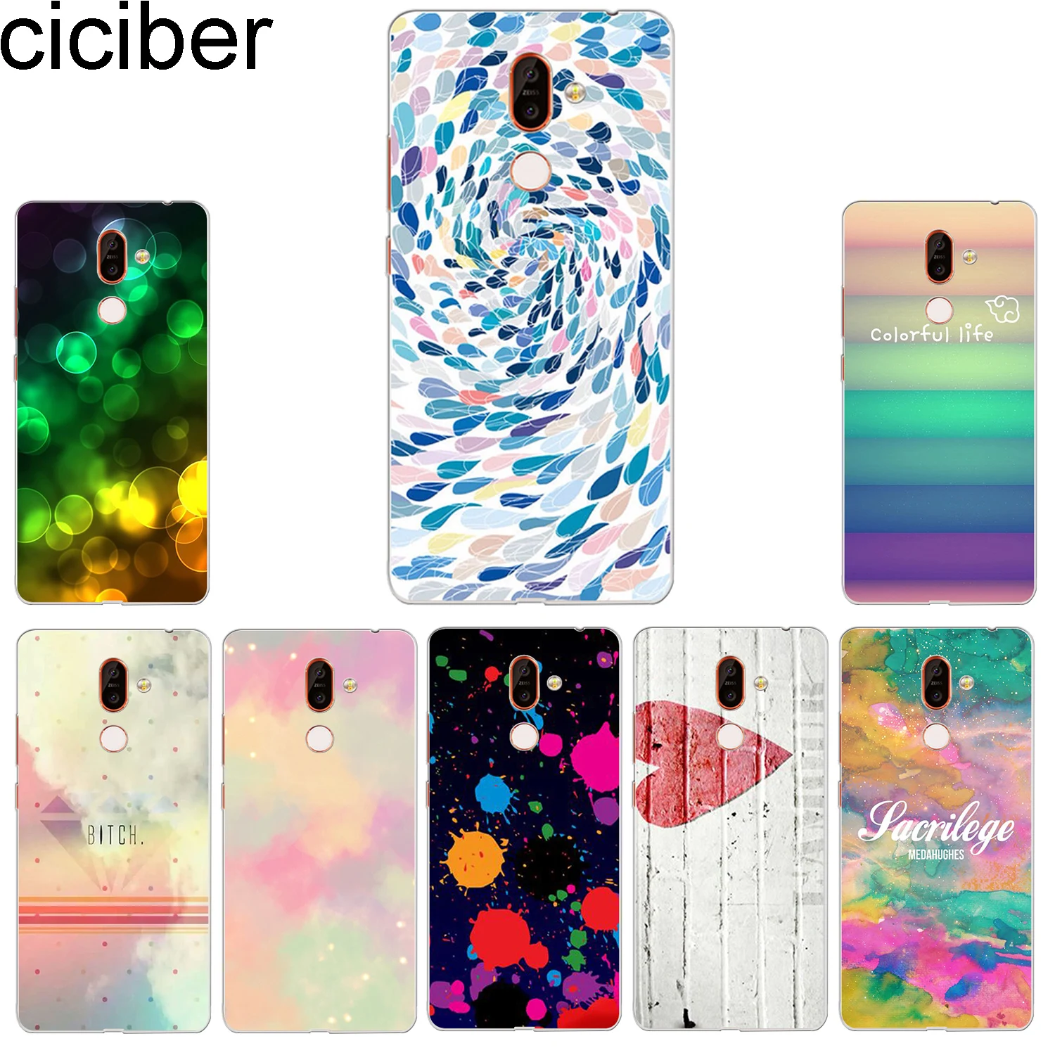 

ciciber Phone Case for Nokia 9 PureView 1 2 3 5 6 7 8 Sirocco Soft TPU Cover for Nokia 2.1 3.1 5.1 6.1 7.1 8.1 Plus Watercolor