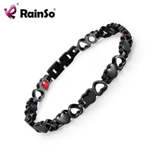 Модный женский браслет из черной титановой стали в форме сердца, магнитный браслет для здоровья, ювелирные изделия 4 в 1, био браслет OSB-082BFIR