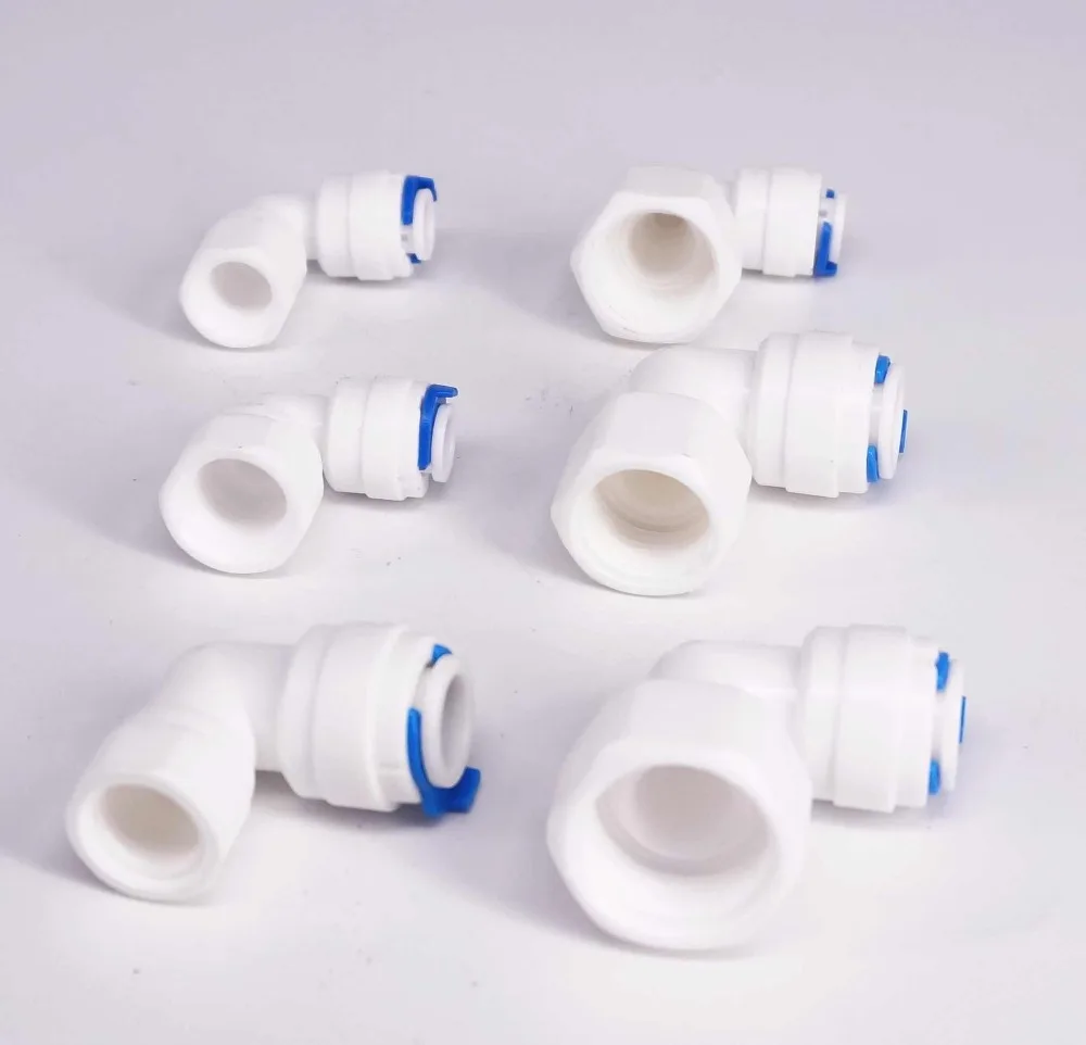 Fit for 1/4" 3/8" OD Tube 1/4" 3/8" 1/2" BSP Female Thread Elbow L Connector Fitting Aquarium Reverse Osmosis RO Water dispense