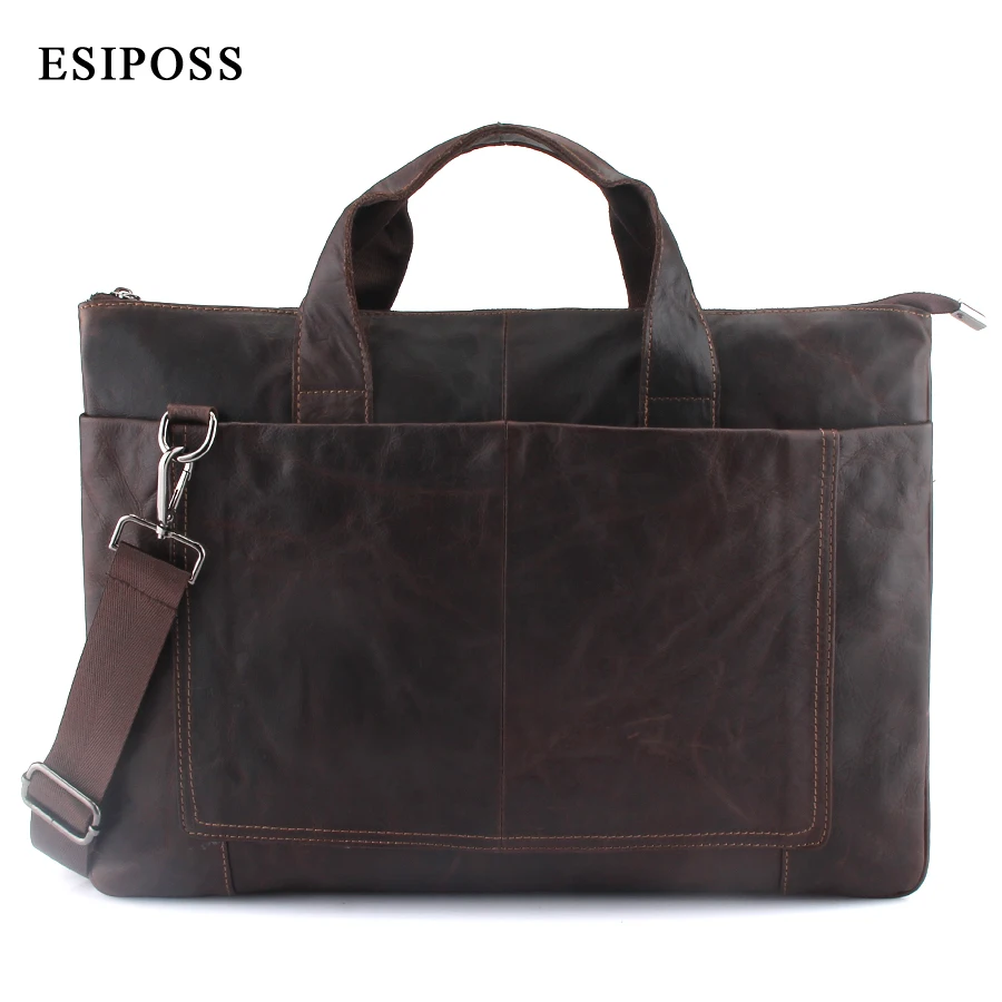 

ESIPOSS Men's Genuine leather business briefcase men's Fashion large-capacity shoulder bag Messenger bag computer bag travel bag