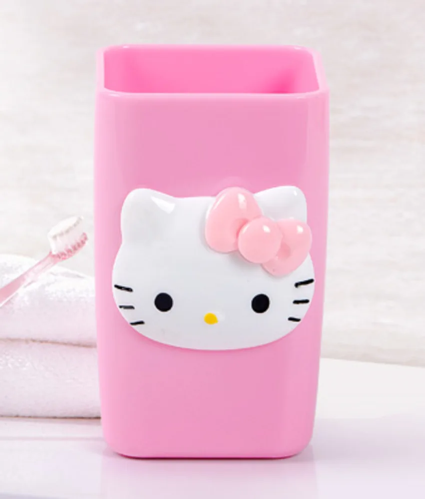 Hello kitty, парные чашки, держатель для зубных щеток, аксессуары для ванной комнаты, бытовые чашки для полоскания рта и путешествий - Цвет: pink