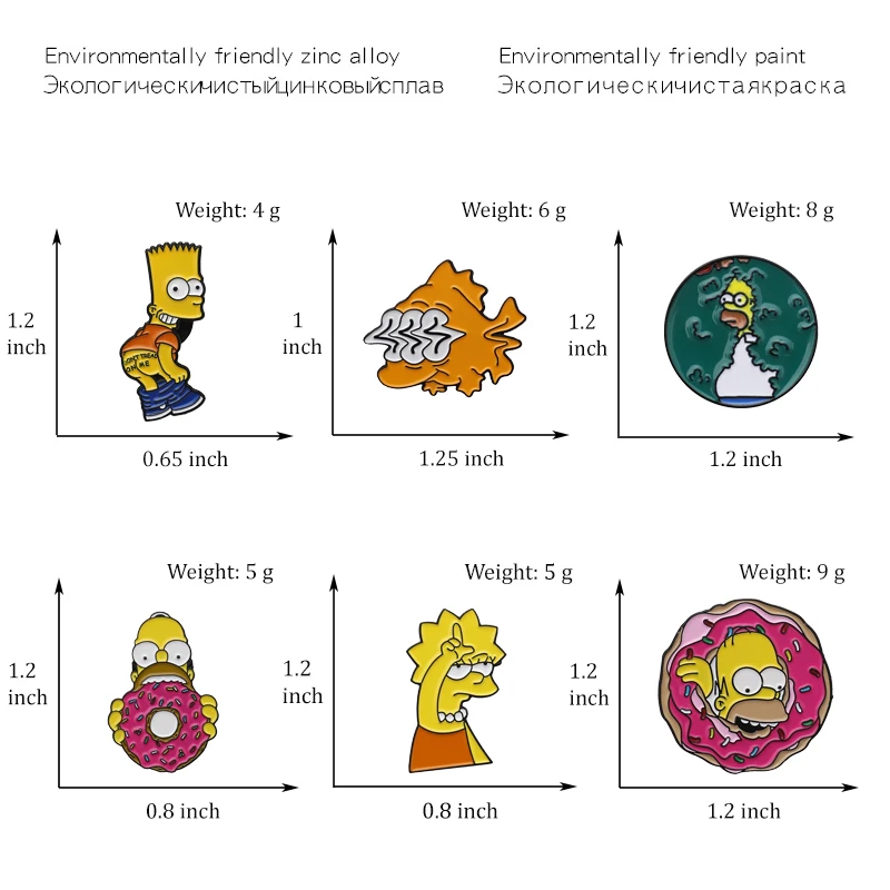 Симпсоны серии булавки Монстр пончик забавные дизайнерские значки Броши рюкзак с эмалевыми вставками шпильки модный подарок для фанатов ювелирные изделия оптом