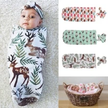 1PCS Baby Blanket+ Headband Print Photography Props DIY Stroller Swaddle Wrap Sleeping Bag Cute Headband Cover Play Mat Set