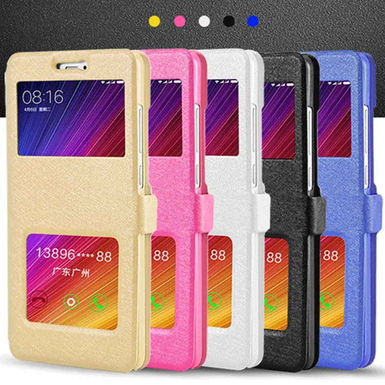 

leather cover for xiaomi redmi 4 pro/ redmi 4A case Smartwake Flip Leather Window Phone Protective phone bag hongmi 4A 4pro Case
