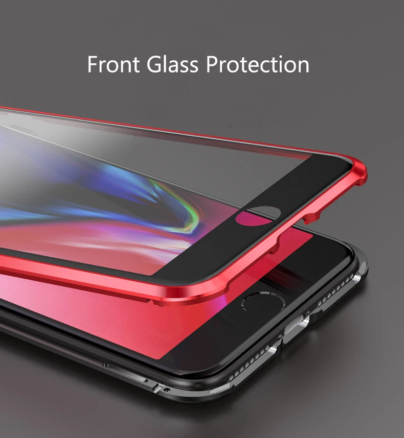 Чехол из прозрачного стекла с магнитной адсорбцией для iPhone XS Max XR XS X 7 8 6 6S Plus, с полным покрытием, сенсорный экран