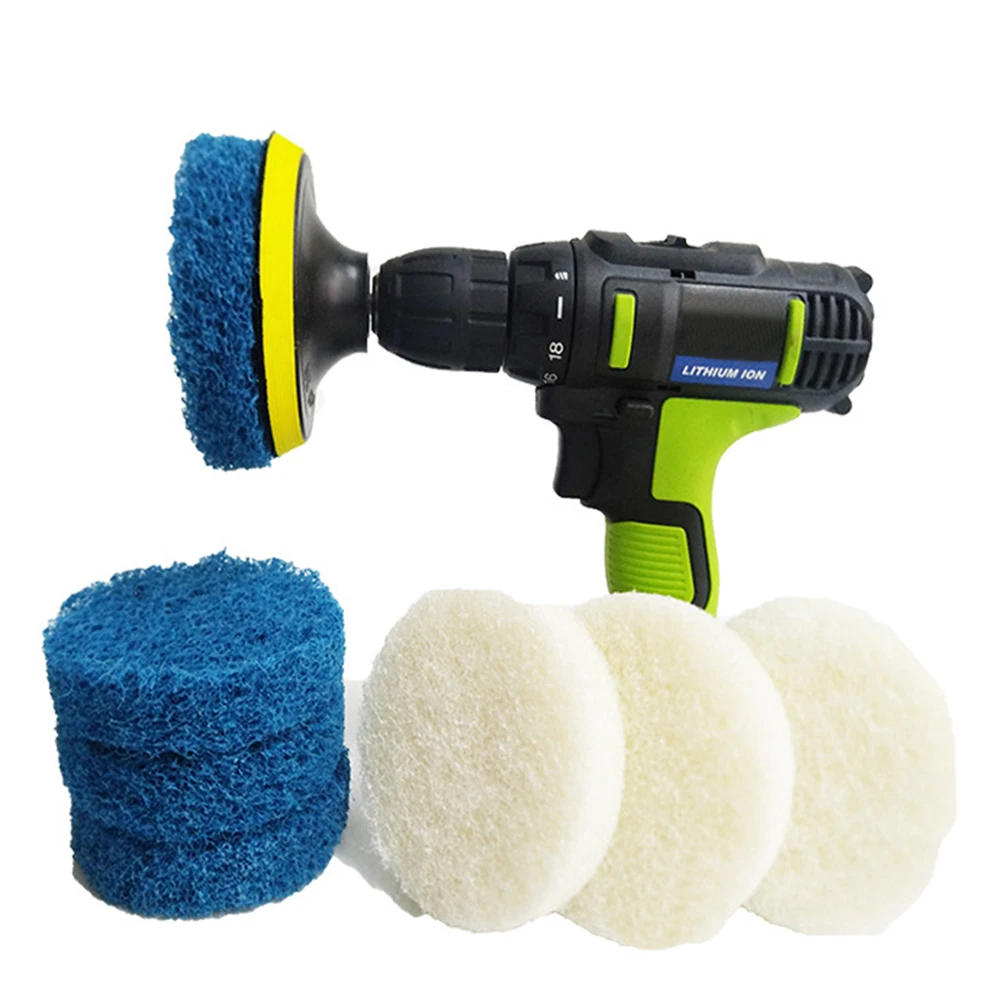 

Power Scrubber Drill Plate Brushes Cleaning Sofa Bathroom Tile Grout Waxing Kit Replaceable scouring pad electric drill cleaning