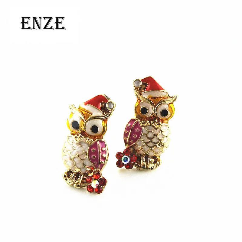

Fashion stud earrings The new fashion pure and fresh quietly elegant contracted red lady's owl earrings