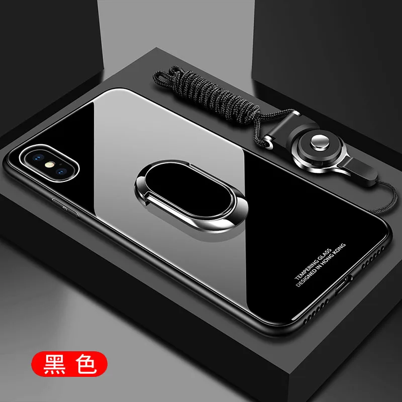 Чехол для Apple iphone XS Max X XR Роскошный чехол из закаленного стекла с подставкой