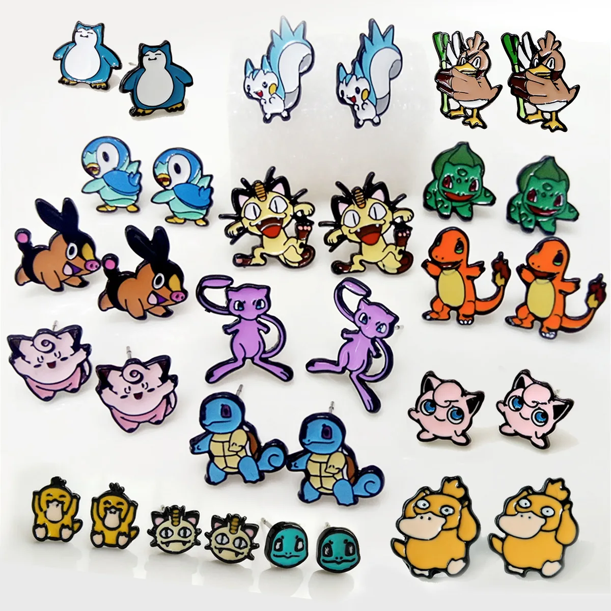 

Anime Pokemon Clefairy earring Squirtle Meowth Charmander cute funny women Ear Piercing Stud earrings bijoux Accessories gifts