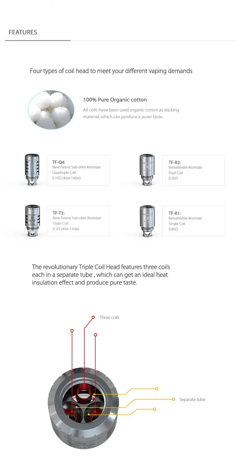 Атомайзер для электронных сигарет, SMOK, TFV4, атомайзер TFV8, детский вейп, ручка, коробка, мод, Танк против TFV8 TFV12, Melo 3, атомайзер с верхним наполнением, S026