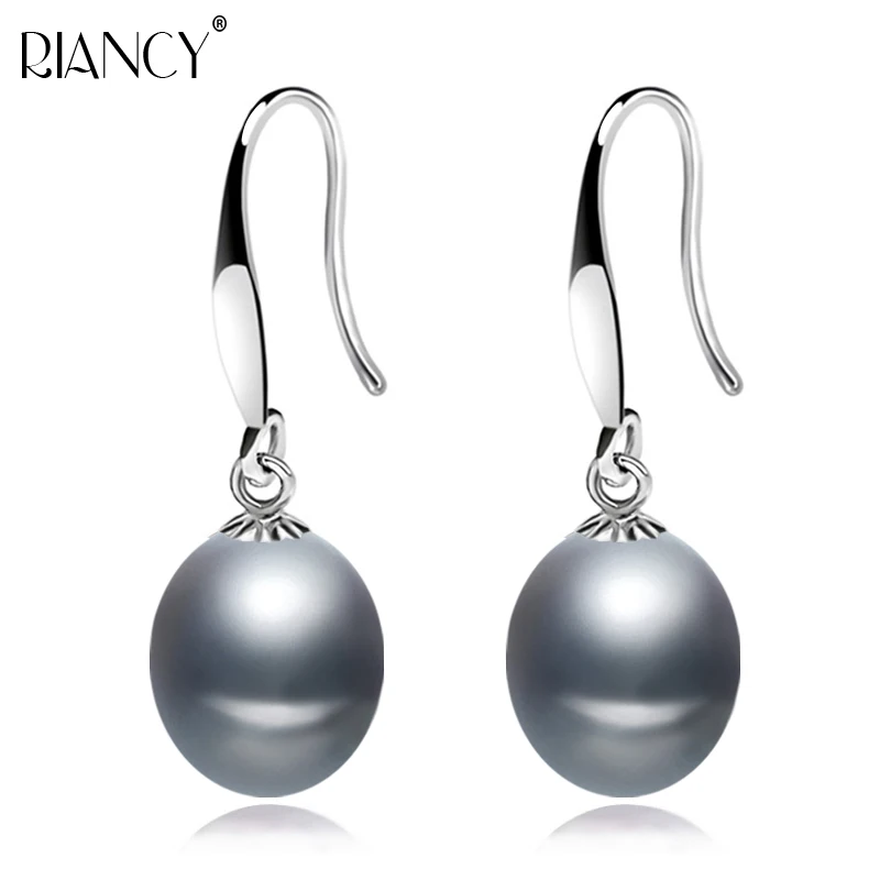 Fashion Freshwater black pearl earring 925 Sterling Silver Drop Earring for Female Wedding Jewelry classic Simple Pearl Jewelry